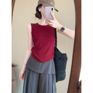 话里圆领百搭无袖背心女2026夏季新款气质外穿修身显瘦高级感上衣