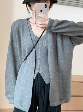 话里甜美气质毛衣两件套2026春季新款免穿搭时尚高级感针织衫套装