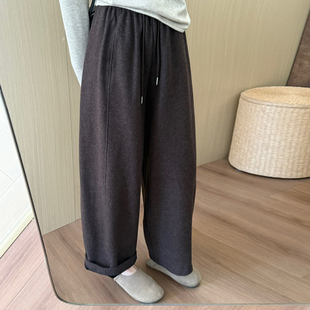 加厚加绒保暖显瘦直筒长裤 新款 女 2025冬季 话里简约风羊绒哈伦裤