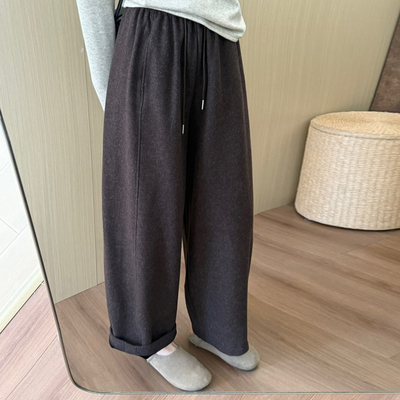 话里简约风羊绒哈伦裤
