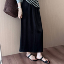 话里休闲气质缎面半身裙2025夏季 休闲百搭直筒长裙半裙女 新款 韩版