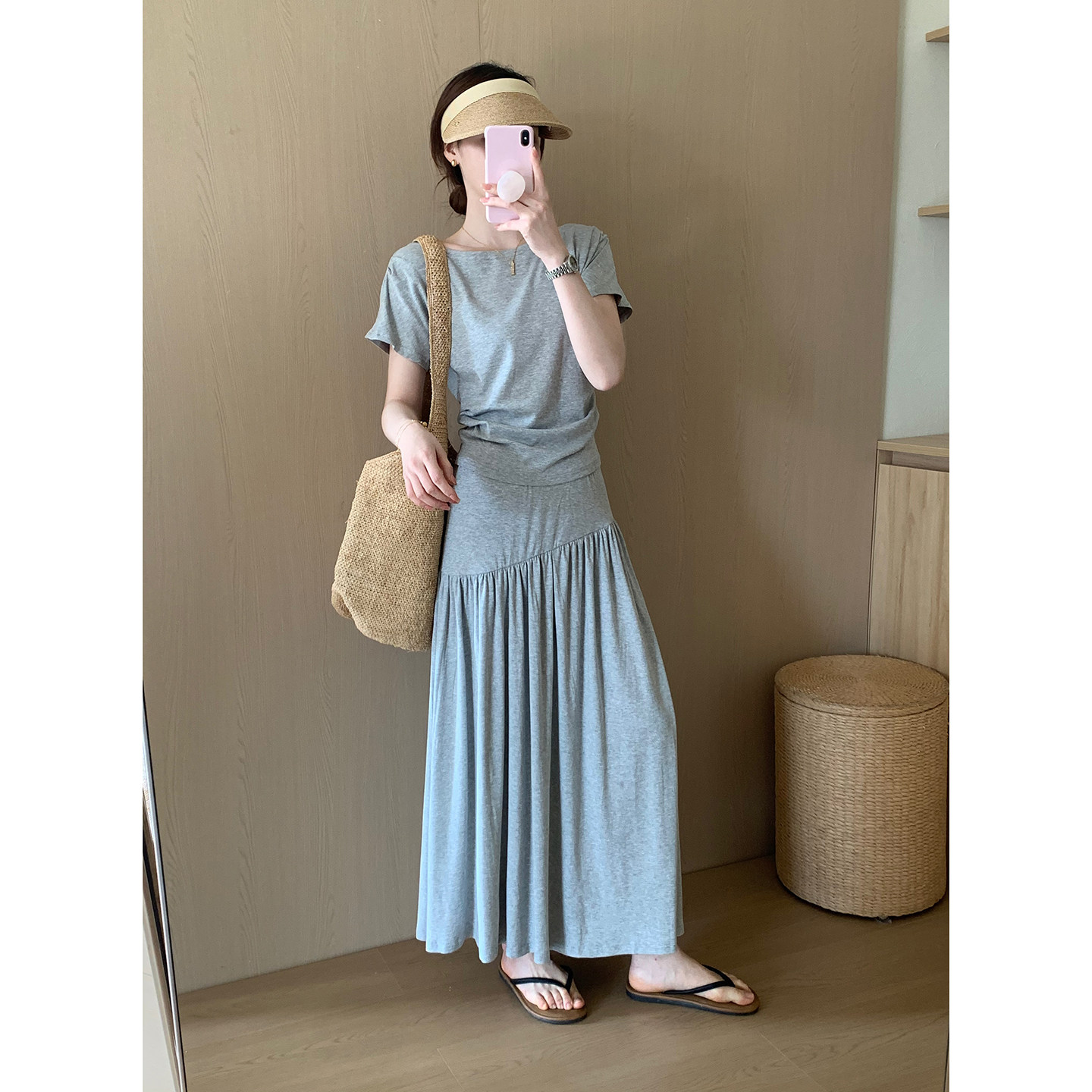 话里免搭配甜美两件套2026夏季新款韩版休闲气质淑女风裙子短袖女