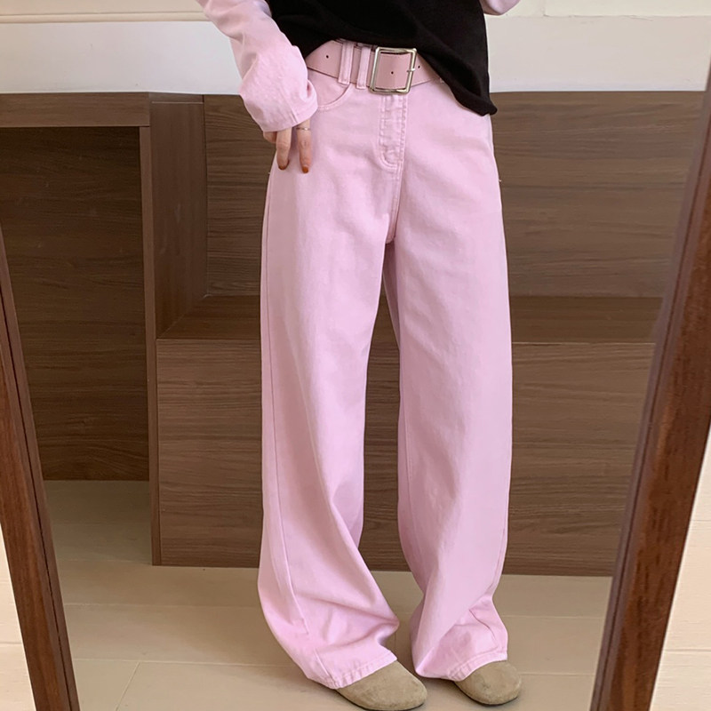 话里百搭款粉色牛仔裤2026春季新款韩版休闲宽松显瘦减龄长裤女,女装/女士精品,牛仔裤,淘宝优惠券,粉丝福利购,淘宝优惠卷