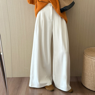 休闲宽松百搭气质拖地裤 话里高腰显瘦羊绒直筒裤 韩版 新款 2025冬季