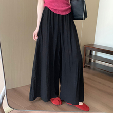 话里小个子天丝麻料裤裙2025春季新款韩版休闲宽松显瘦高腰阔腿裤