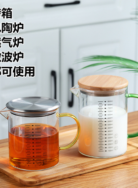 玻璃牛奶杯量杯带刻度杯子水杯早餐杯加厚耐热微波炉烤箱水杯家用