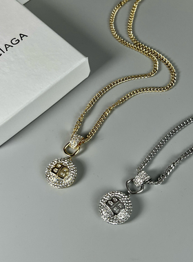 欧美个性双b巴黎镶钻甜酷网红气质项链首饰锁骨链毛衣链女