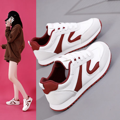 踩屎感皮面小白运动鞋女2