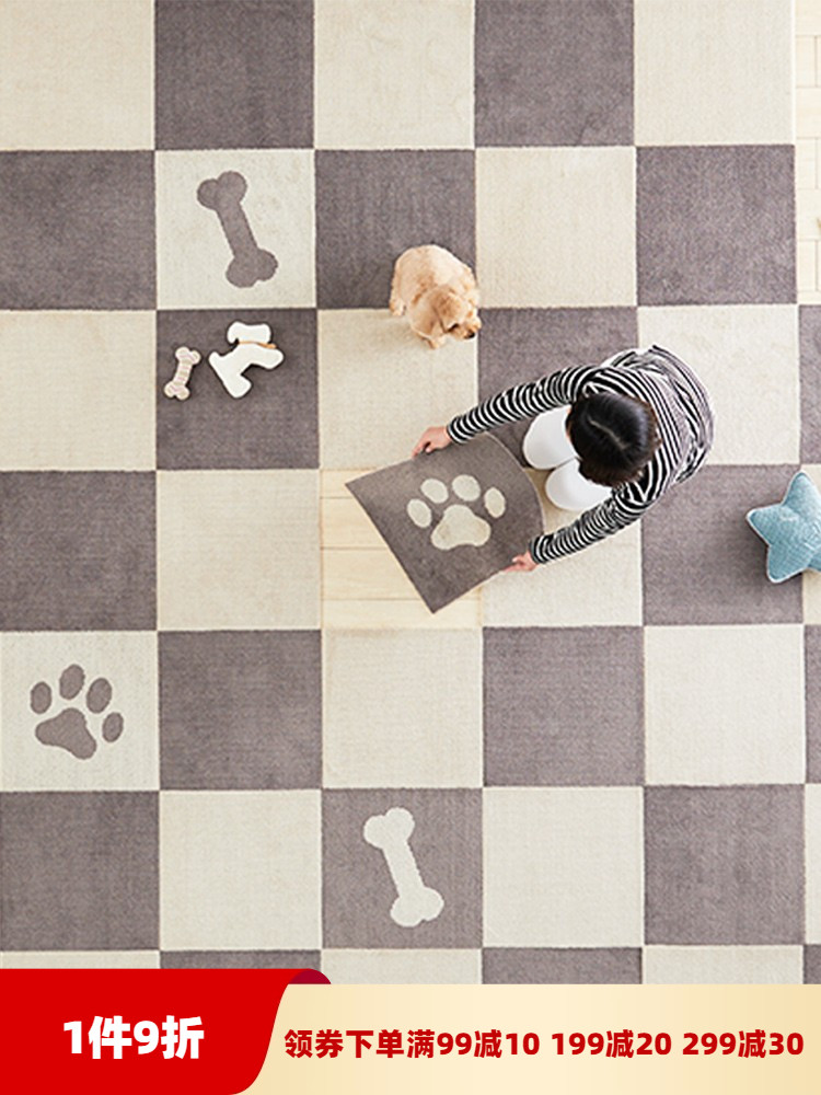 日本oka 进口客厅厨房防滑地垫地毯 日式卡通宠物拼接地垫可机洗