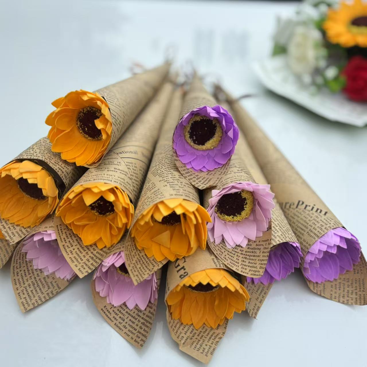 教师节小学生送老师肥皂花束玫瑰花向日葵单支花束香皂花束成品