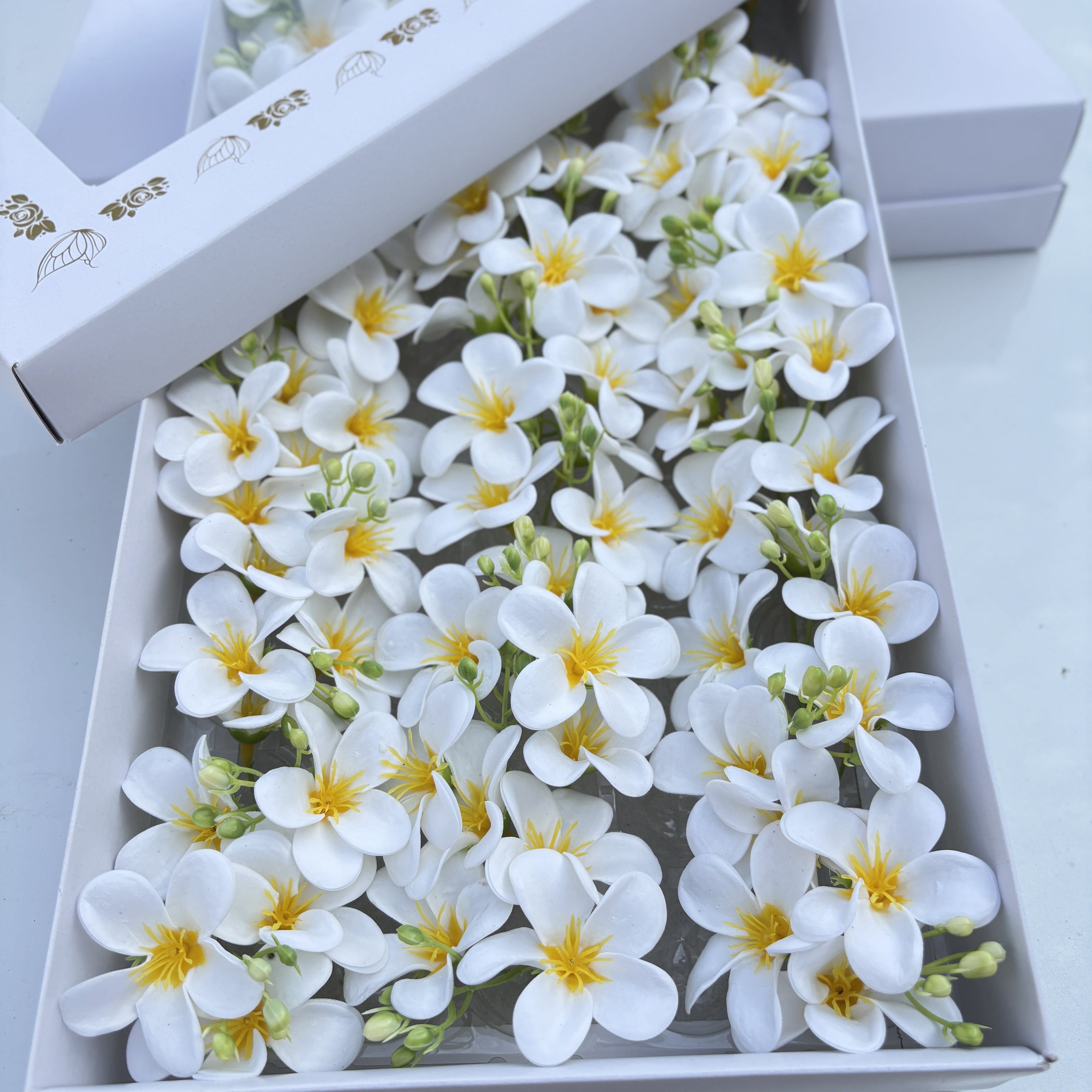 鸡蛋花仿真花香皂花清新小白花永生花束礼盒装饰氛围感肥皂花花头