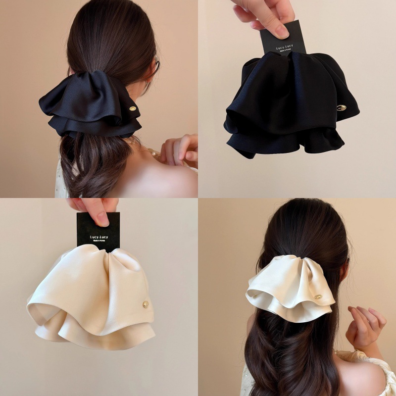 发夹女2025新款高端缎面裙摆低马尾夹高级感蝴蝶结后脑勺抓夹头饰