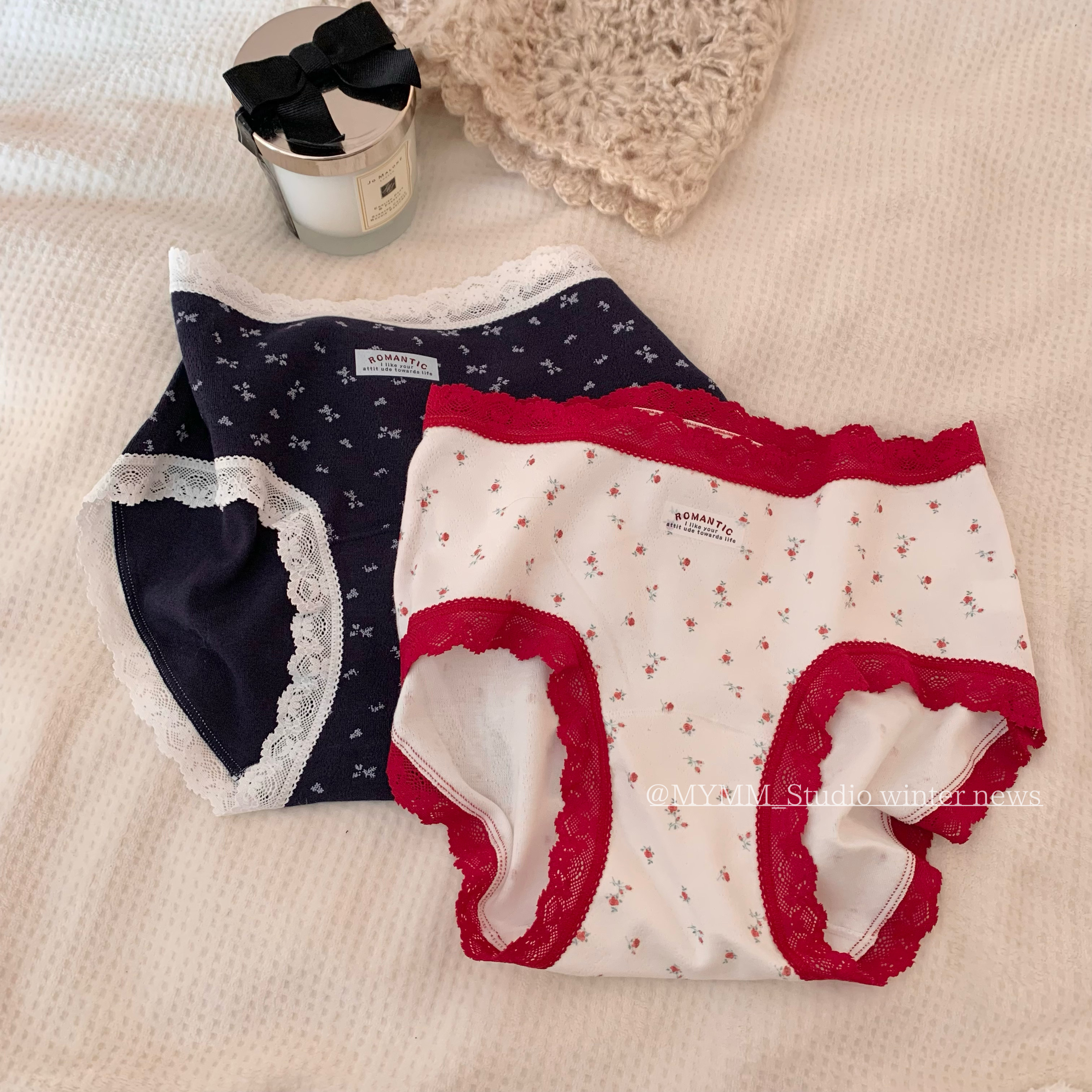 12/8 20:00 深海玫瑰 A类婴儿棉碎花蕾丝少女甜美中腰内裤