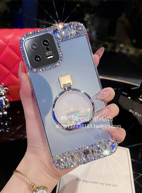 适用小米13手机壳14小米Civi4红米Turbo3透明15透明17全包防摔12红米note12turbo带钻K90液体流沙支架12spro