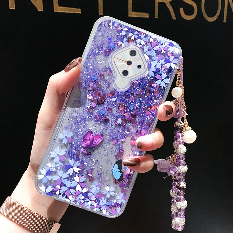 vivo手机壳y9s女款液体流沙全包