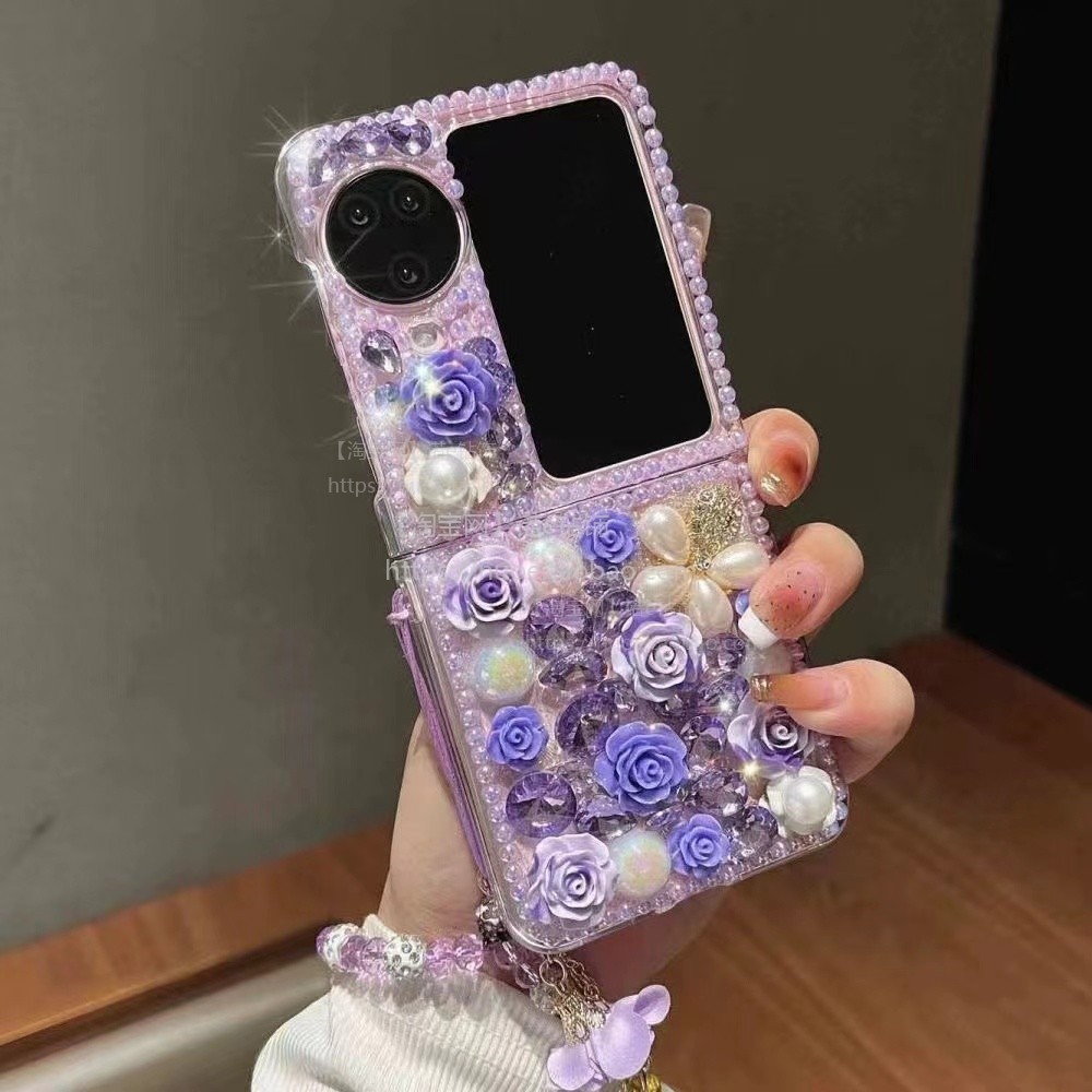 适用于oppoFindN3Flip手机壳时尚奢华繁华findN2flip折叠屏N3flip奢华水钻N2flip全包防摔个性创意镶钻外壳女