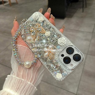 适用苹果16手机壳iphone15全包镜头14plus水钻蝴蝶13女款12硅胶11pro高级感16e苹果XsMax带钻XR防摔8plus外壳