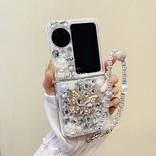 适用于oppoFindN2Flip手机壳novaFlip防摔MIXFlip女款 高级感n3flip带挂绳 水钻FindN3Flip折叠屏N2flip时尚