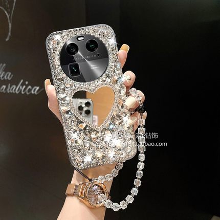 适用OPPOFindX6手机壳X8S+新款A3X创意A2m闪钻A5荣耀200美妆镜100pro包边magic7满钻X5防摔X7个性play6T水钻