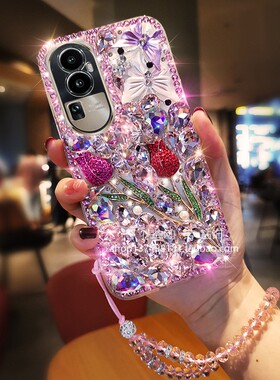 适用于oppoReno10手机壳Reno9玫瑰满钻8闪钻7女6潮5粉钻4SE白钻3pro钻2全包Z镶钻2Z彩钻Ace2包边2F防摔