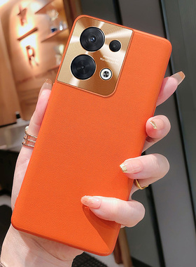适用于oppoReno8手机壳9女款11素皮Reno10橙色FindN3Flip高档N2Flip新款FindX6防摔X5全包Reno4镜头pro软壳