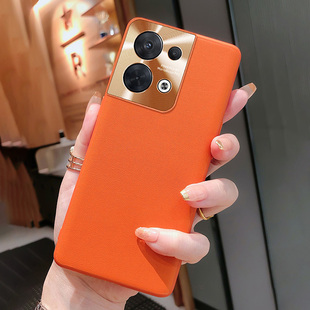 适用于oppoReno8手机壳9女款11素皮Reno10橙色FindN3Flip高档N2Flip新款FindX6防摔X5全包Reno4镜头pro软壳