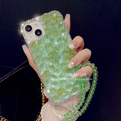 苹果16手机壳金箔水钻15全包防摔