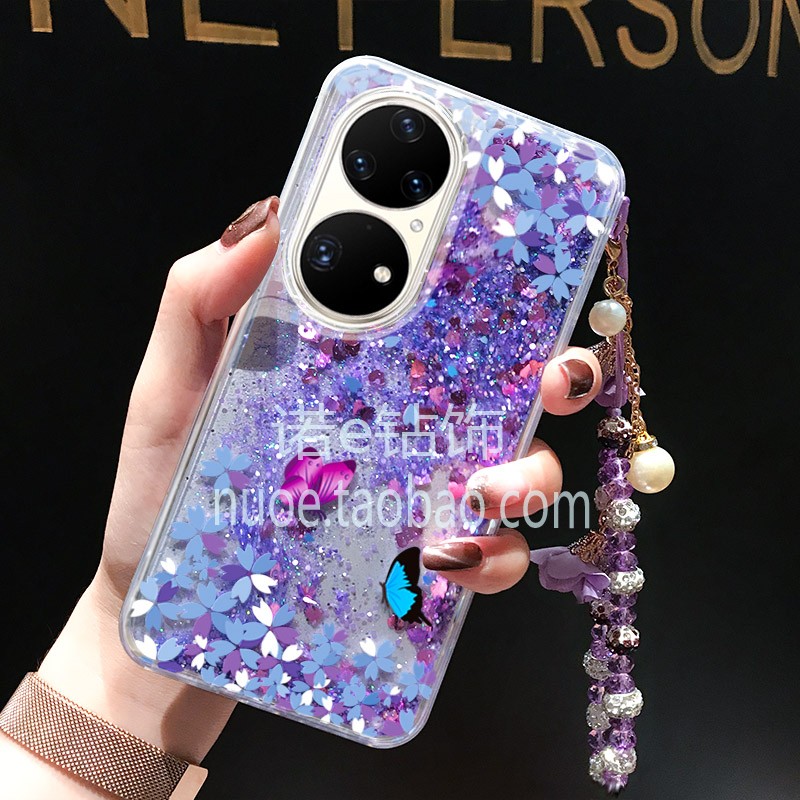 适用华为P50手机壳Pura70彩绘P70闪粉P60液体流沙P50E女款P40pro+潮牌P30防摔精准孔P70Ultra