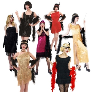 1920S古董舞会连衣裙女1920年代复古派对礼服成人演出服流苏裙