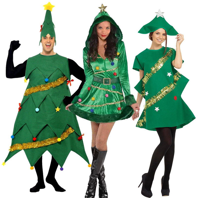 圣诞节cosplay圣诞树裙子情侣套装圣诞树服饰舞台装扮连帽披风