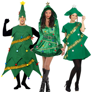 圣诞节cosplay圣诞树裙子情侣套装 扮连帽披风 圣诞树服饰舞台装