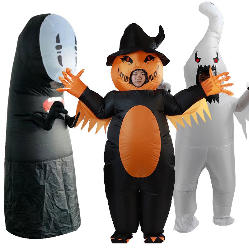 万圣节道具白鬼充气服白鸡南瓜无脸男外星人黑鬼抱人排骨人北极熊