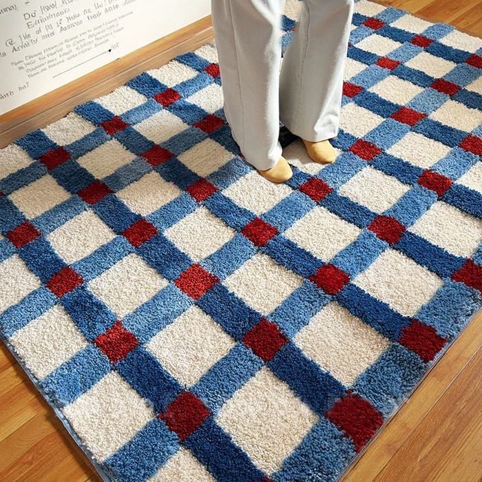 格子地毯隔凉防滑卧室床边地垫耐脏吸水植绒客厅沙发毯浴室门垫,居家布艺,地毯,淘宝优惠券,粉丝福利购,淘宝优惠卷