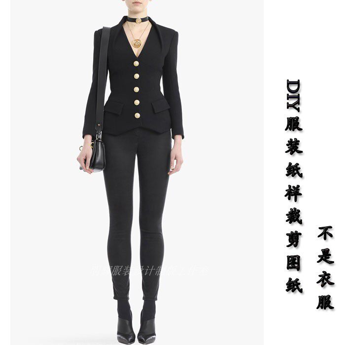 实物1:1纸样服装样板修身女外套裁剪图纸-2018