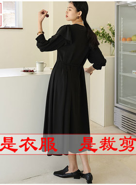 明辉纸样新款春夏时尚缝纫样板中袖宽松连衣裙设计裁剪图纸22086