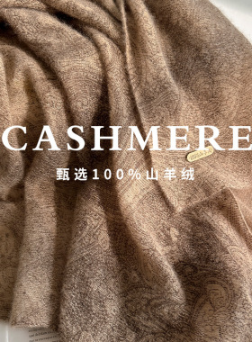 cashmere意大利老钱古典印花羊绒围巾秋冬针织披肩女外搭