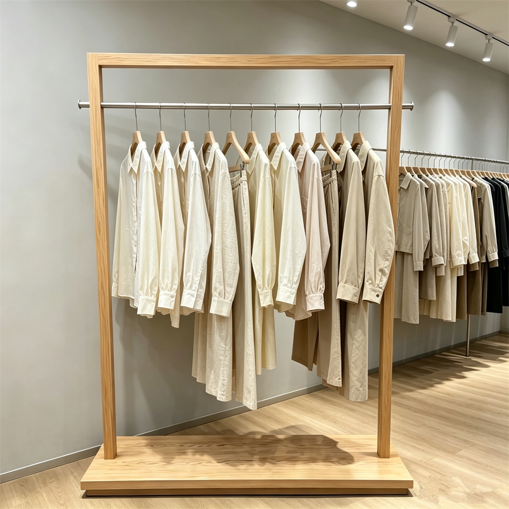 服装店展示架落地服装陈列架子木