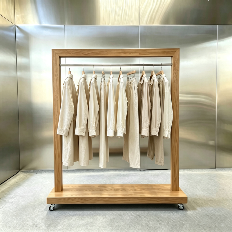 服装木质落地展示架多款颜色定制