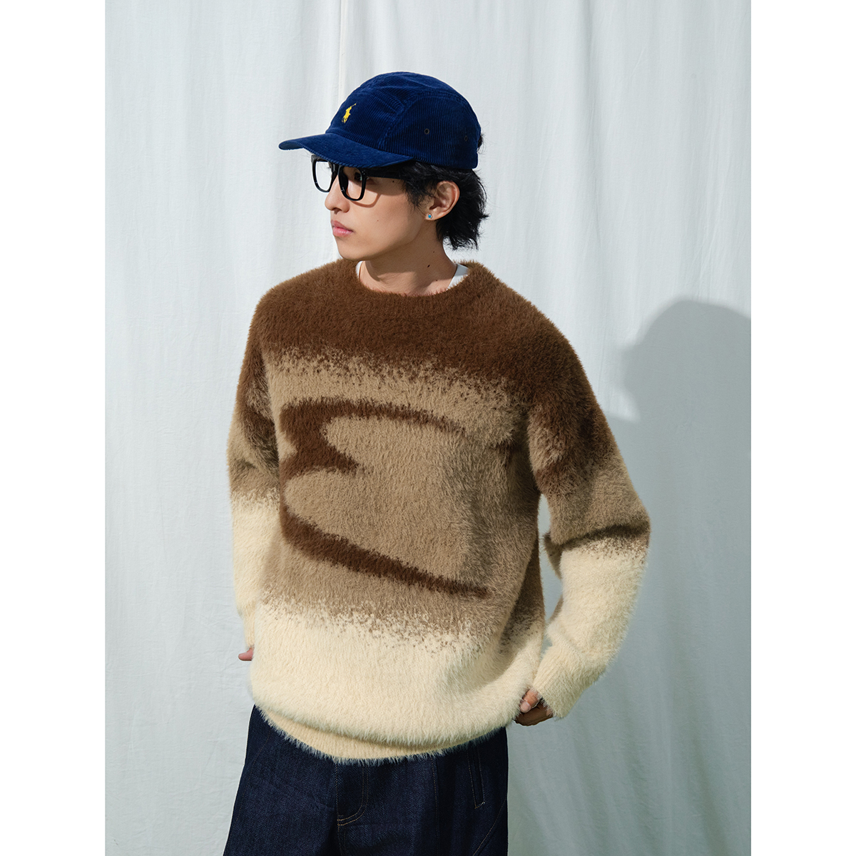 舒适保暖水貂绒毛衣渐变小众上衣