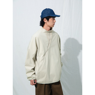 Mentmate 秋冬纯色加绒风衣夹克男复合拼接立体剪裁套头卫衣 25AW