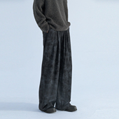秋冬复古水洗扎染石墨灰 休闲长裤 男女四季 Mentmate 显瘦宽松裤 子