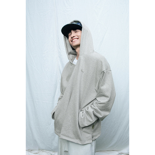 男 秋冬松弛感V领帽衫 灰色基础简约BF宽松连帽卫衣 25AW Mentmate