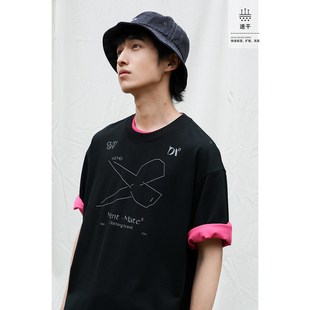 Mentmate 抽象线条剪刀印花短袖 tee男女夏季 速干凉感防晒T恤 25SS