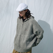 Mentmate 男女简约毛衣 外套 25AW 秋冬混纺粗坑条纹连帽针织开衫