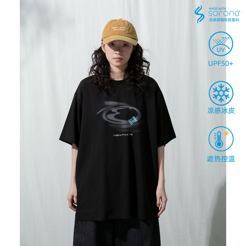 中性风宽松圆领上衣logo印花tee