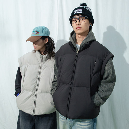 简约休闲多口袋棉服马甲外套叠穿