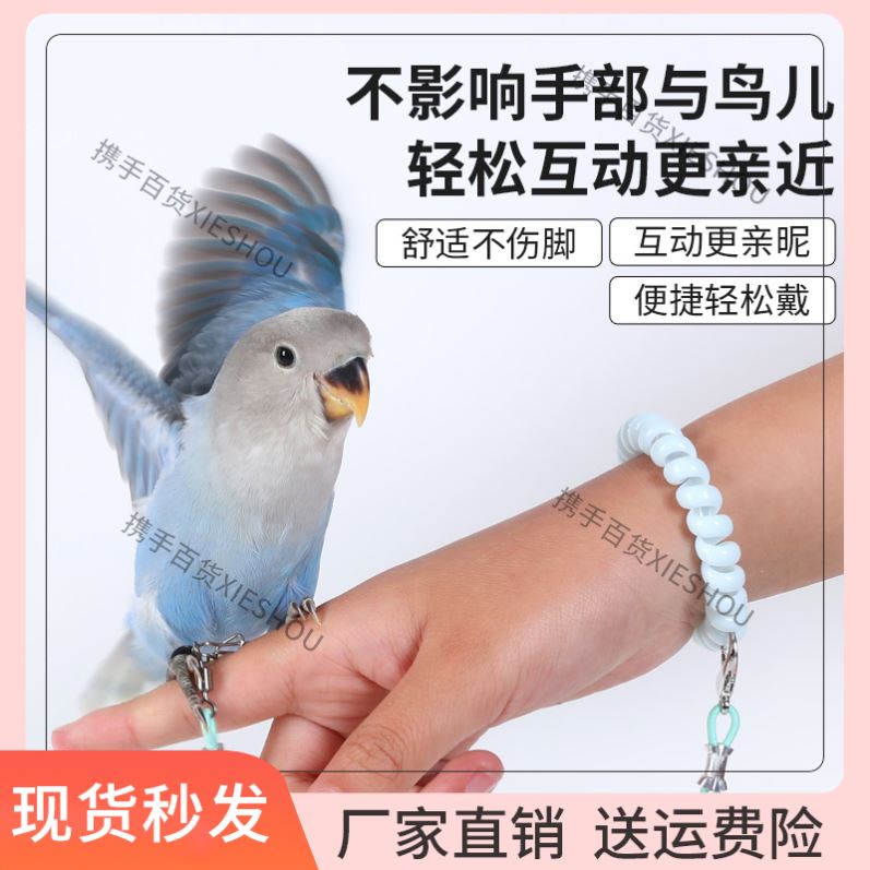 飞行超轻遛鸟神器专用鹦鹉牵引绳外出不伤脚户外脚环鸟链牡丹