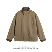 悟空有货美式 夹克男女潮牌春秋百搭休闲立领外套 复古短宽户外猎装