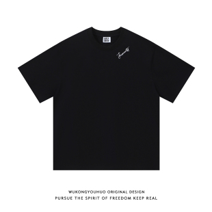 宽松情侣半袖 T恤男女夏季 体恤 简约刺绣圆领短袖 悟空有货潮牌美式