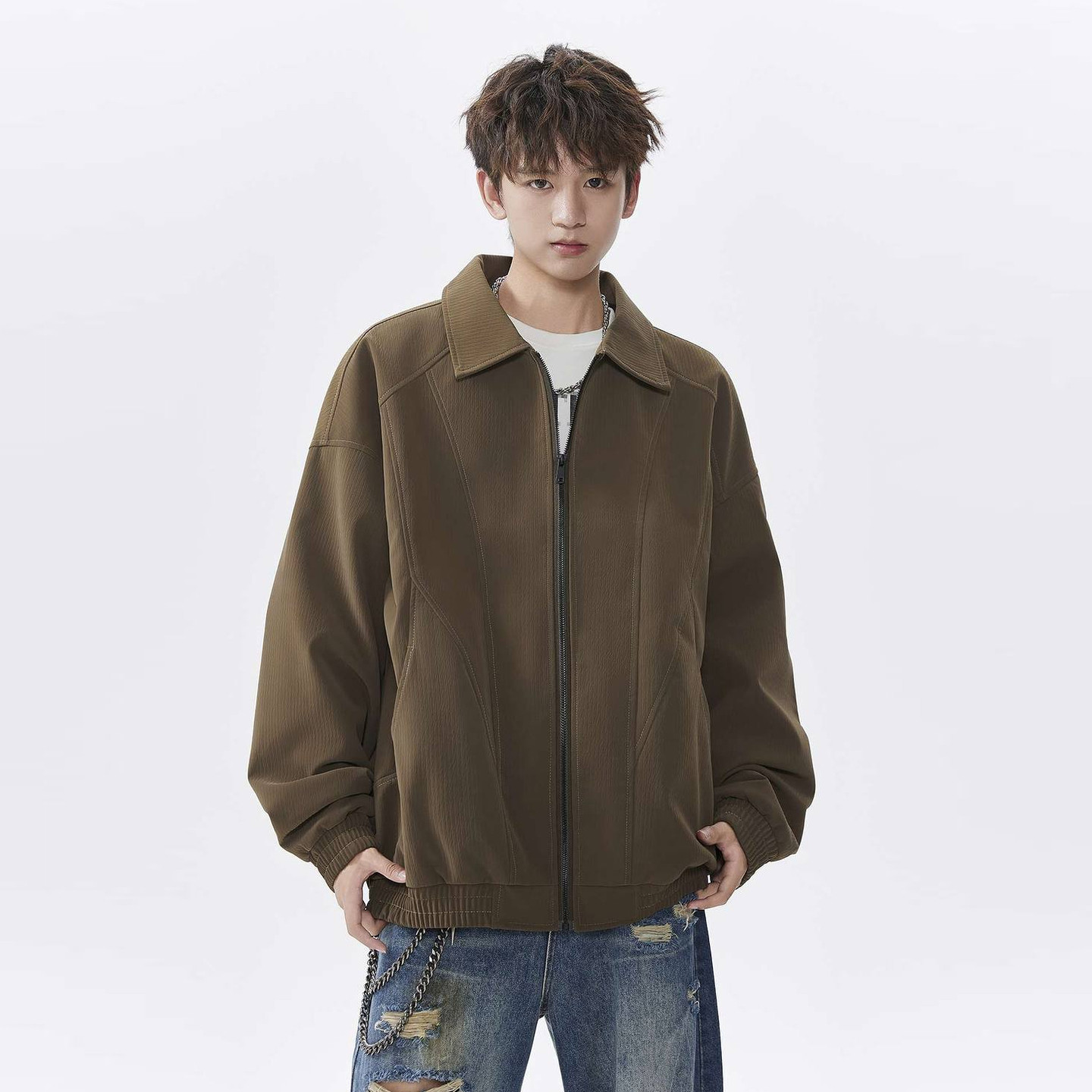 悟空有货复古老钱风解构拼接翻领夹克男女秋季基础通勤巴恩风外套,男装,夹克,淘宝优惠券,粉丝福利购,淘宝优惠卷